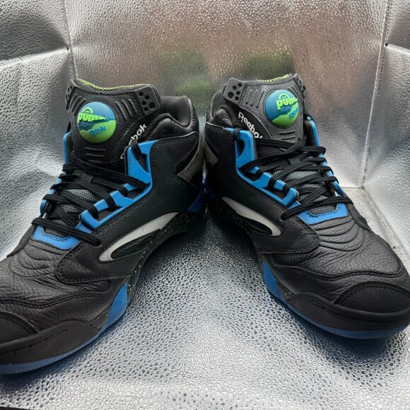 Size 12 Reebok Shaq Victory Pump Mens Black Blue Athletic Tennis‎ Shoe H06491